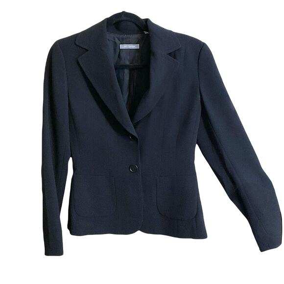 ANN TAYLOR BLAZER Women's Size 2 Black 2-Button Patch Pockets Stretch Career - Picture 1 of 11